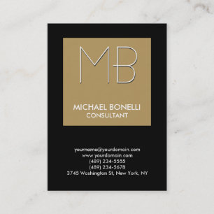 Chubby beige stripe black background business card