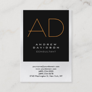 Chubby Black Orange Grey Monogram Business Card