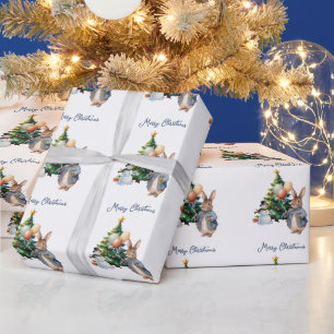 Chubby Bunny Rabbit Christmas tree Wrapping Paper