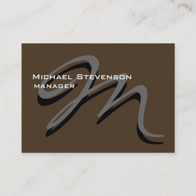 Chubby Cafe Noir Grey Monogram Business Card (Front)
