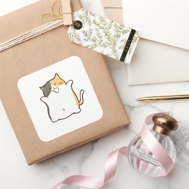 Chubby Calico Cat - Kawaii Sticker (Gifting)