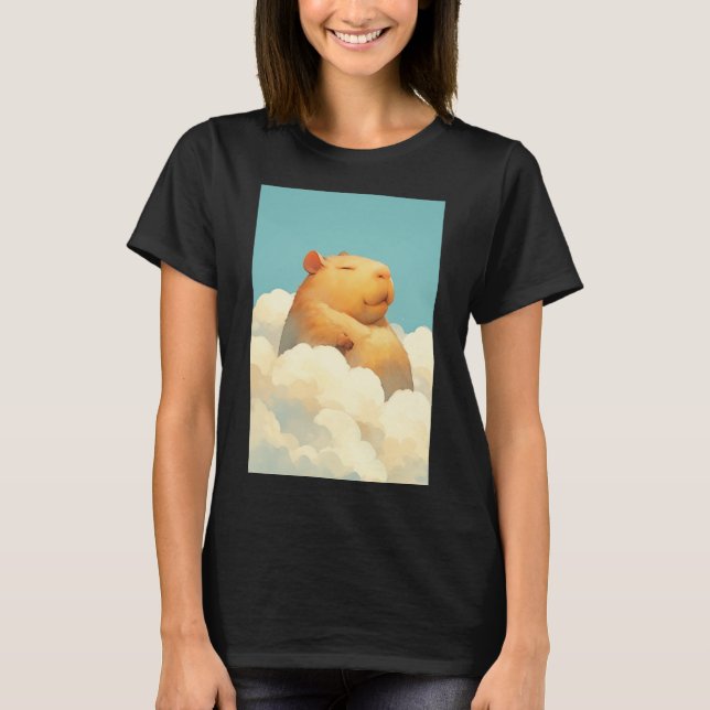 Chubby Capybara Resting on a Cloud T-Shirt (Front)