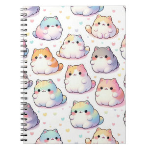 Chubby Cartoon Cat Collection With Hearts Notebook