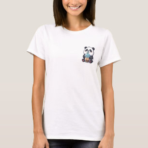 Chubby Cartoon Panda Slurping Bubble Tea T-Shirt