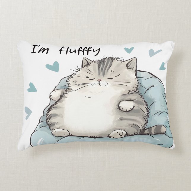 Chubby Cat Chill Vibes Decorative Cushion (Front)