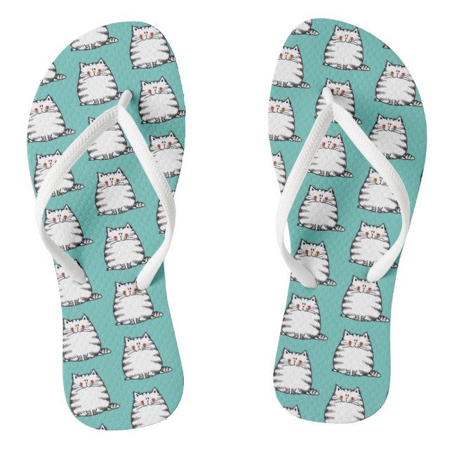 chubby cat pattern thongs (Footbed)