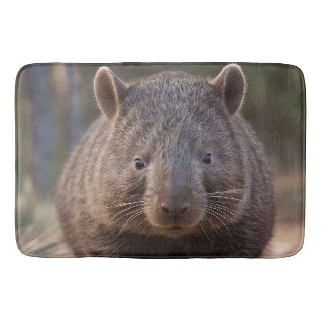 "Chubby Charm: The Adorable Australian Wombat" Bath Mat (Front)