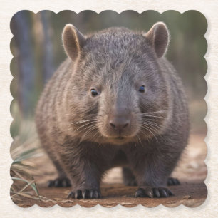"Chubby Charm: The Adorable Australian Wombat" Paper Coaster