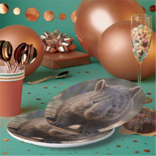 "Chubby Charm: The Adorable Australian Wombat" Paper Plate