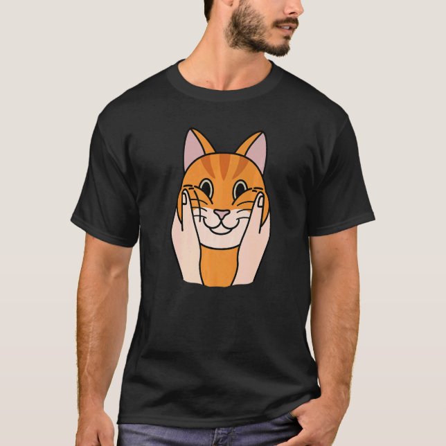 Chubby Cheeks Ginger Cat Pet T-Shirt (Front)