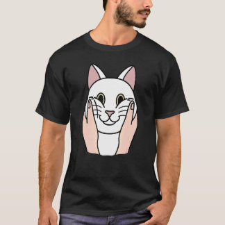 Chubby Cheeks White Cat Pet T-Shirt
