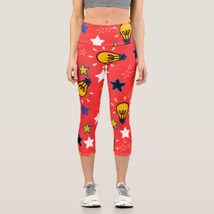 Chubby chic modern girly pretty Lights Red pattern Capri Leggings