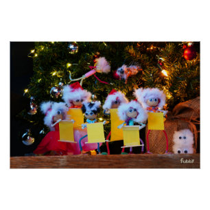 Chubby Christmas choir with humorous detail. Poster