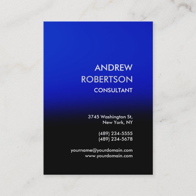 Chubby Clean Blue Black Manager Business Card (Front)