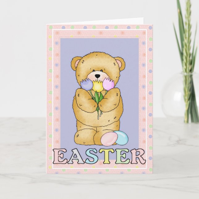 Chubby Cubby Teddy Bear d7 Easter Greeting Card (Front)