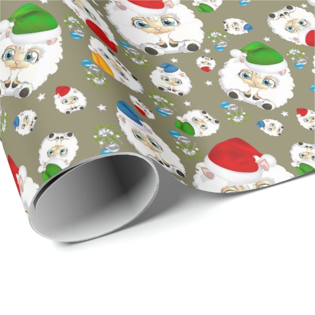 Chubby Cute Christmas Sheep Wrapping Paper (Roll Corner)