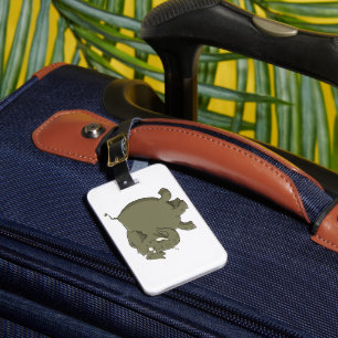 Chubby Cute Elephant Grey Jungle Animal Luggage Tag