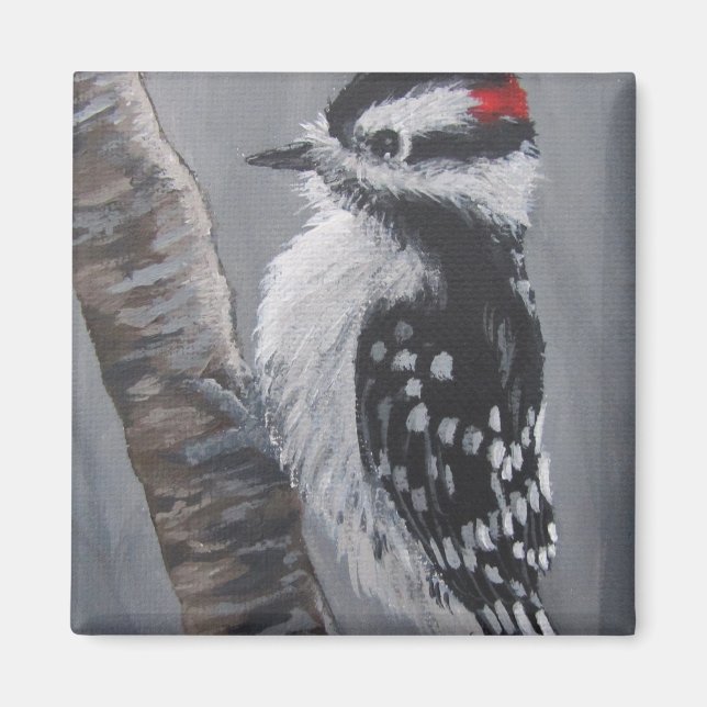 Chubby Downy Woodpecker - Magnet (Front)