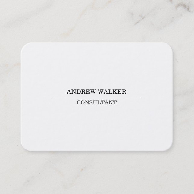 Chubby Elegant Professional Plain Simple White Business Card (Front)