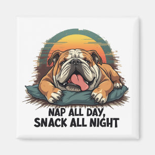 Chubby English Bulldog Nap And Snack Magnet