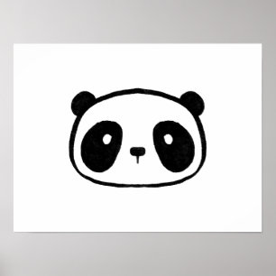 Chubby Giant Panda Cartoon Face Poster