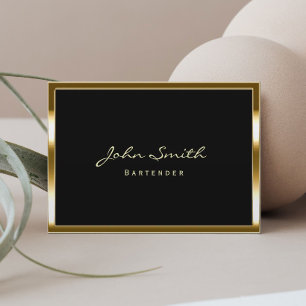 Chubby Gold Border Bartender Business Card