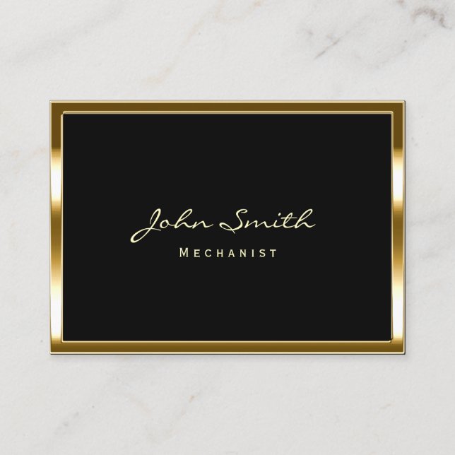 Chubby Gold Border Mechanic Business Card (Front)