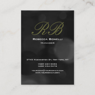 Chubby Grey Black Monogram Manager Business Card