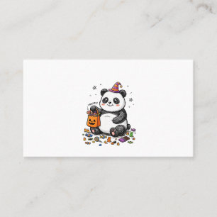 Chubby Halloween Panda with Candy Belly & Witch Ha Business Card