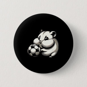 Chubby Hamster With Soccer Ll Cartoon Kawaii  6 Cm Round Badge