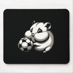 Chubby Hamster With Soccer Ll Cartoon Kawaii  Mouse Pad
