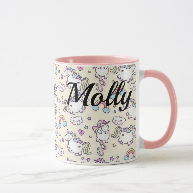 Chubby Happy UNICORNS Kawaii Cute cup mug (Right)