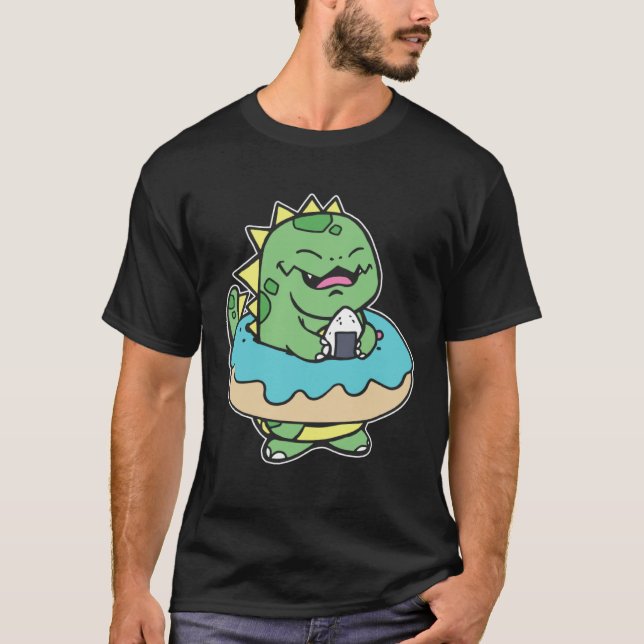 Chubby Kid Dinosaur Donut Sweet Pastry Swimming Sp T-Shirt (Front)