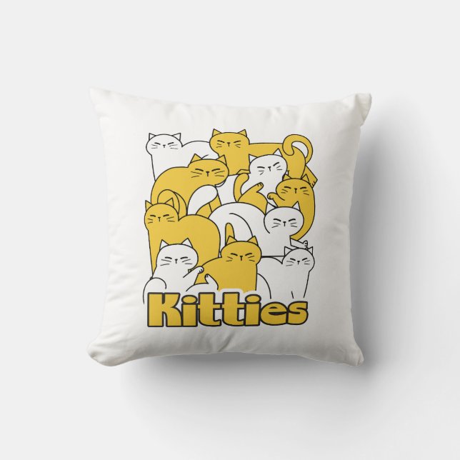 Chubby Kitties Design - Adorable Cat Art Cushion (Front)