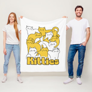 Chubby Kitties Design - Adorable Cat Art Fleece Blanket