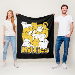 Chubby Kitties Design - Adorable Cat Art Fleece Blanket
