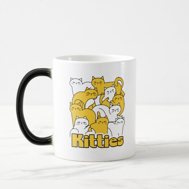 Chubby Kitties Design - Adorable Cat Art Magic Mug (Left)