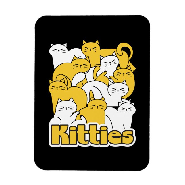 Chubby Kitties Design - Adorable Cat Art Magnet (Vertical)