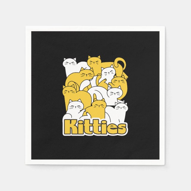 Chubby Kitties Design - Adorable Cat Art Napkin (Front)