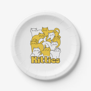 Chubby Kitties Design - Adorable Cat Art Paper Plate
