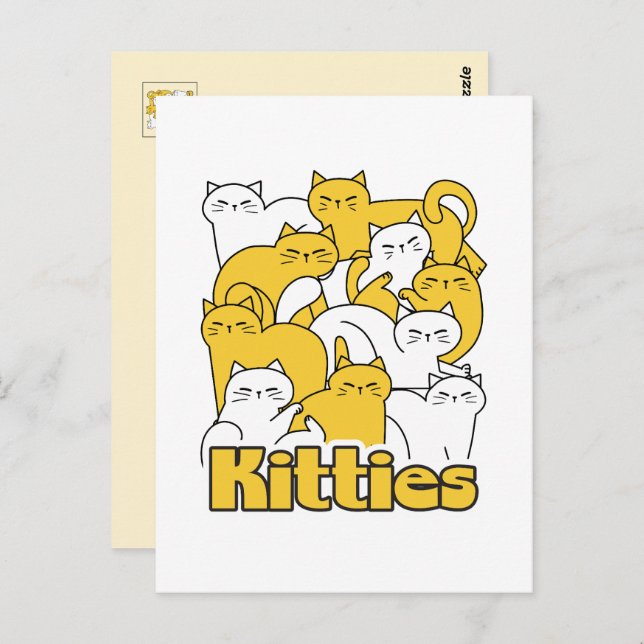 Chubby Kitties Design - Adorable Cat Art Postcard (Front/Back)