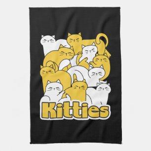 Chubby Kitties Design - Adorable Cat Art Tea Towel