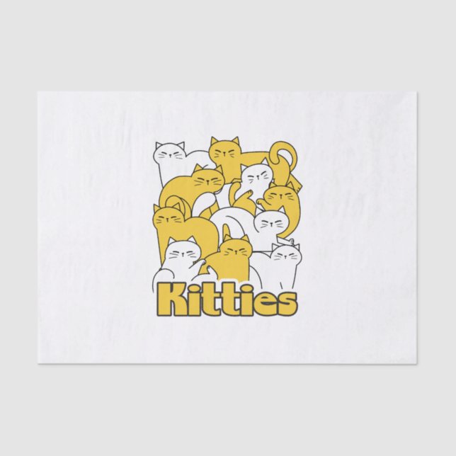 Chubby Kitties Design - Adorable Cat Art Tissue Paper (Front)