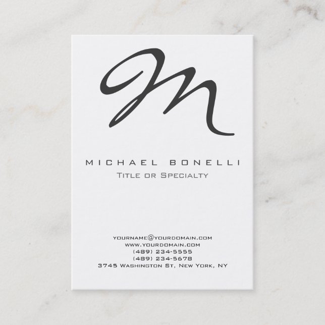Chubby Large Monogram Calligraphy Business Card (Front)