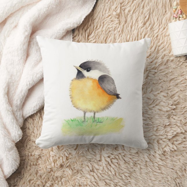 Chubby Little Chickadee Bird Pillow (Blanket)