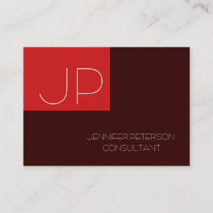 Chubby Loveable Charming Monogram Red Brown Business Card