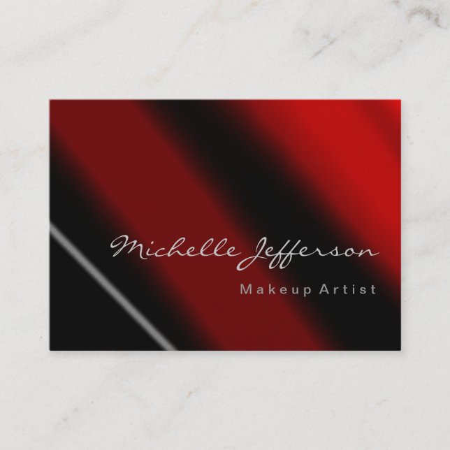 Chubby Makeup Artist Chic Red Black Business Card (Front)
