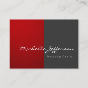 Chubby Makeup Artist Grey Red Business Card