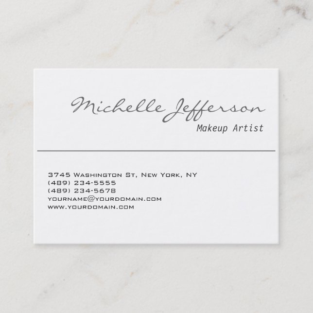 Chubby Makeup Artist Script Charming Business Card (Front)