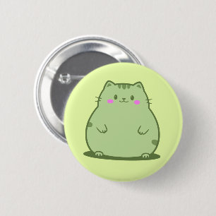 Chubby Matcha Green Kitty 6 Cm Round Badge
